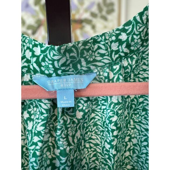 Draper James RSVP Flutter Sleeve Floral Print Smocked Top Green Womens Sze Large - Picture 8 of 9
